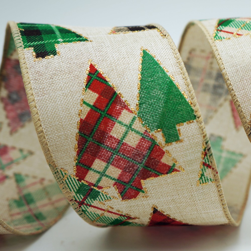 Тартановая лента с рождественской елкой