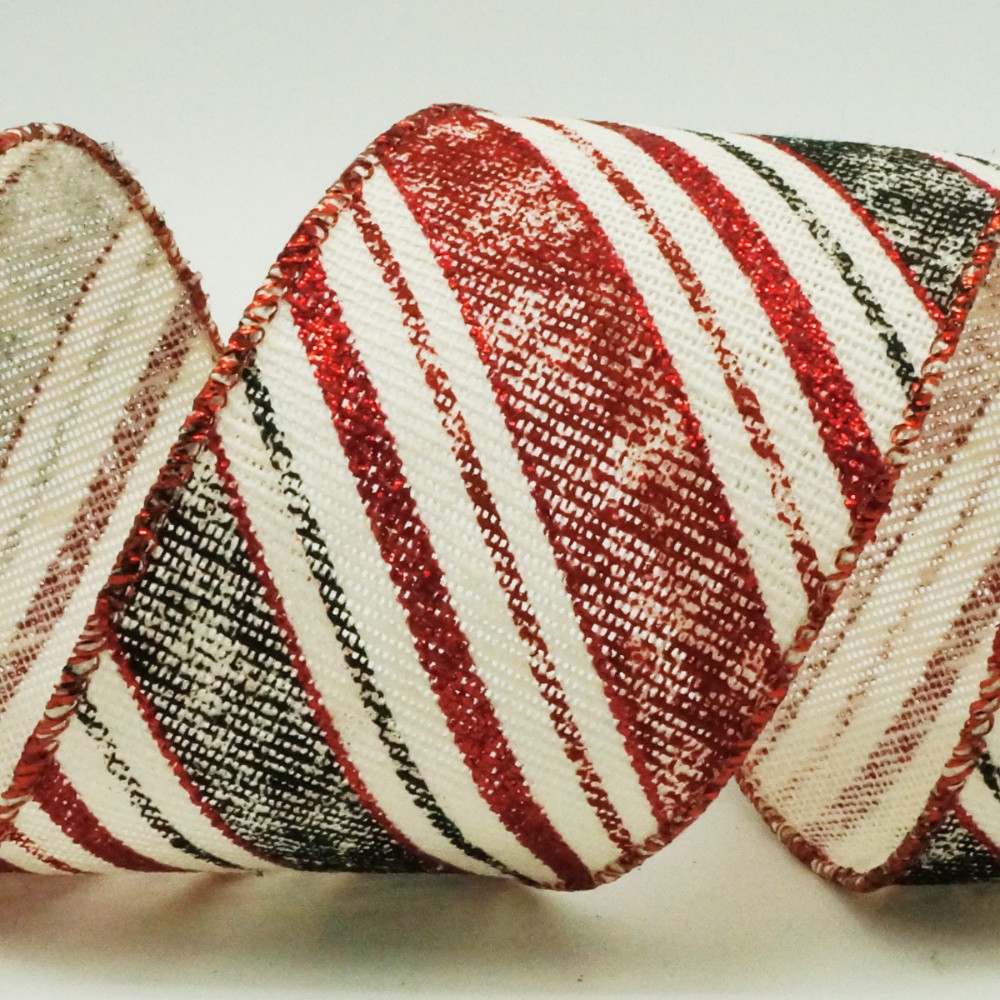 Wstążka bawełniana w stylu retro ze skośnymi paskami