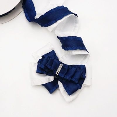 Zestaw wstążek w kolorze inteligentnej granatowej z falbaną