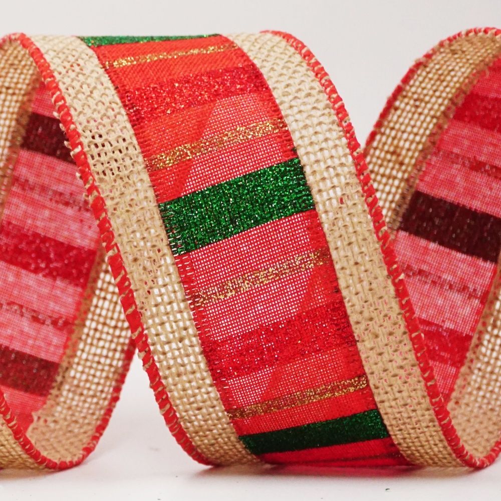 Hessian & Stripes Combined Ribbon