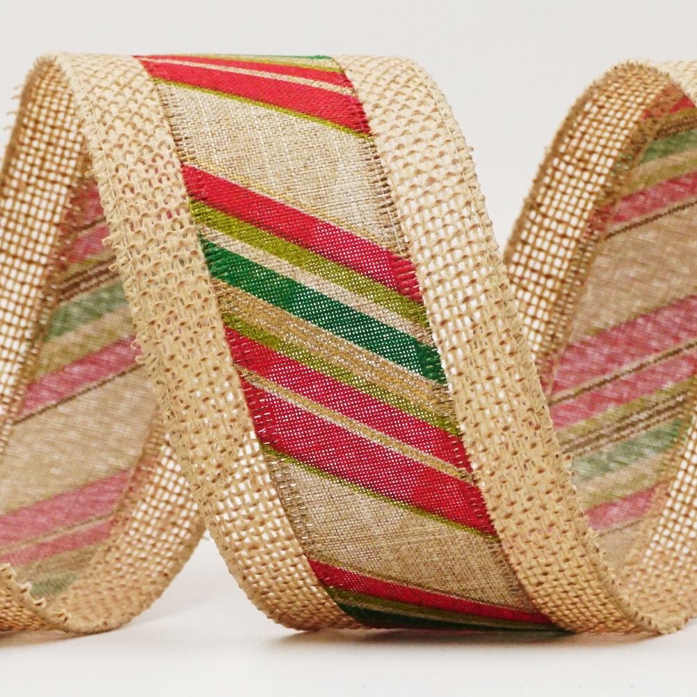 Hessian & Pattern Combined Ribbon