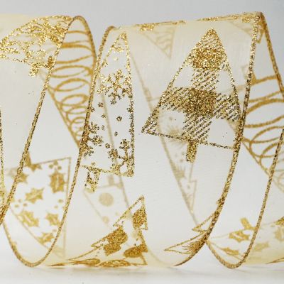 Glittery Patterned Christmas Tree Ribbon