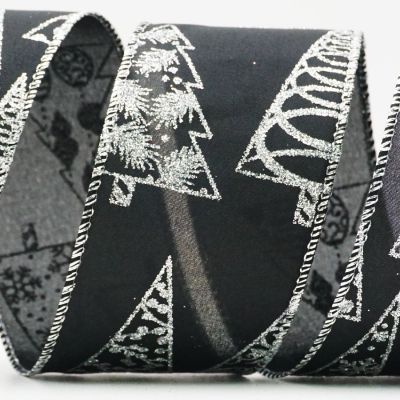Glittery Patterned Christmas Tree Ribbon