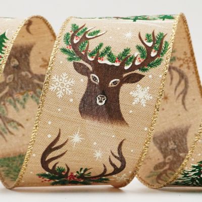 Κορδέλα με κεφάλι ελαφιού, κέρατα και δάσος