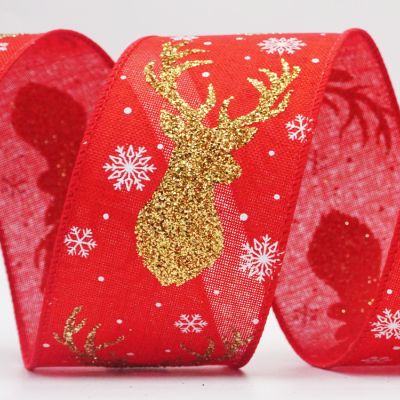 Glitter reindeer head Christmas ribbon