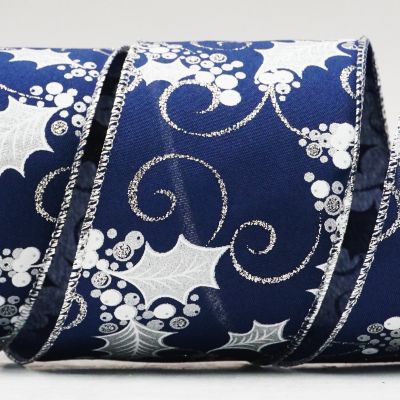 Glittery Holly Leaves Ribbon