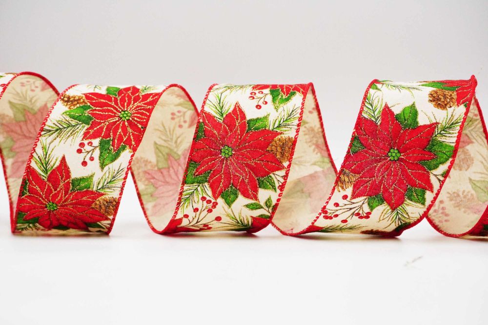 Exquisite Poinsettia Wired Ribbon