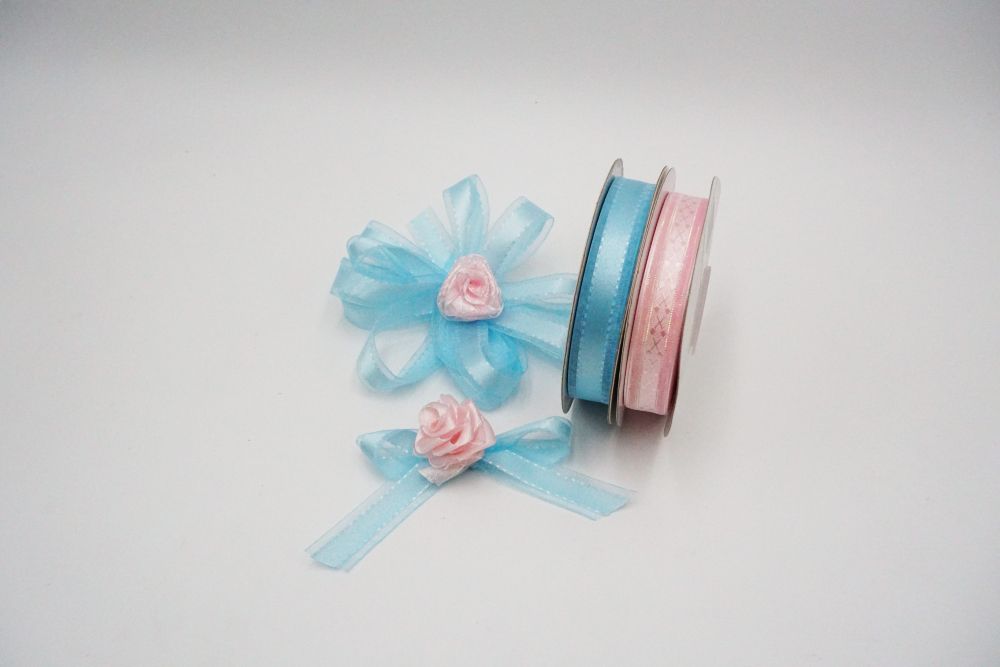 Gentle Blue/Pink Sheer Organza Ribbon Set
