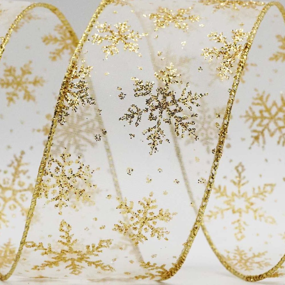 Glitter Snowflakes Wired Ribbon