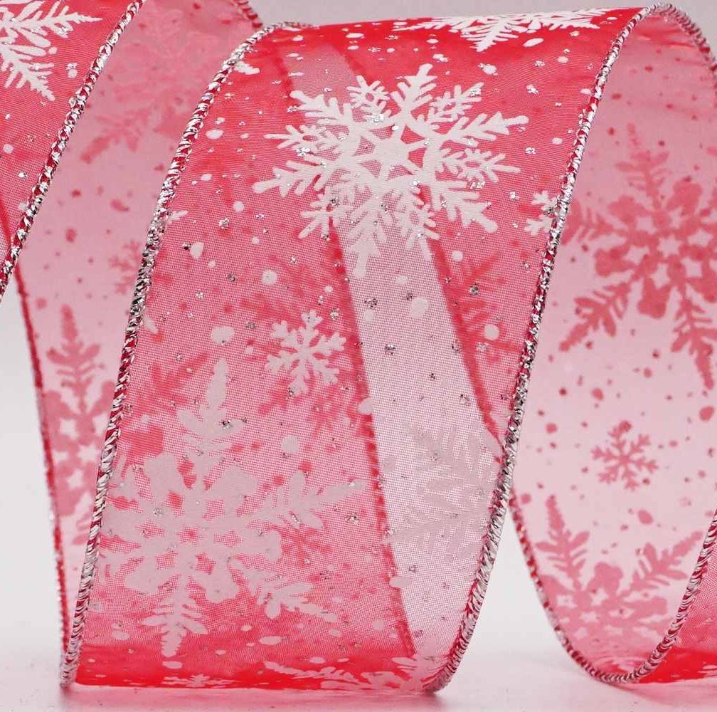  Glitter Snowflakes Wired Ribbon  Glitter Snowflakes Wired Ribbon