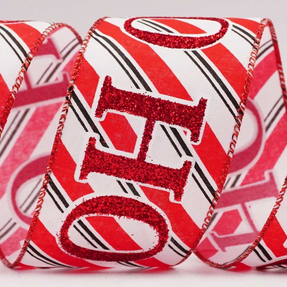 HO HO Christmas Wired Ribbon
