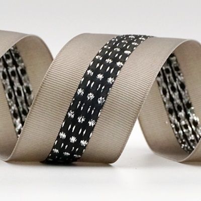 Metallicum Mid-Dotted et Stitched Grosgrain Ribbon_K1594G