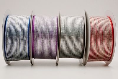 metallic woven ribbon with satin texture conbine
