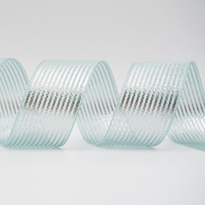 Przezroczysta wstążka w paski z brokatem_K1731