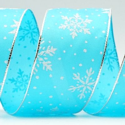 Special Edge White Snowflake Satin Ribbons_KF6637