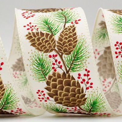 Pine Cone Branch Ribbon_KF6803