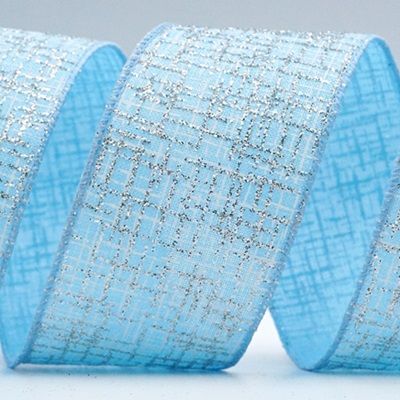 चांदी के चमकदार वर्गाकार पैटर्न रिबन_KF7049