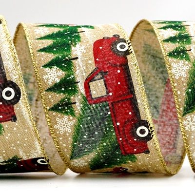 Joulukärry ja puut nauha_KF7112