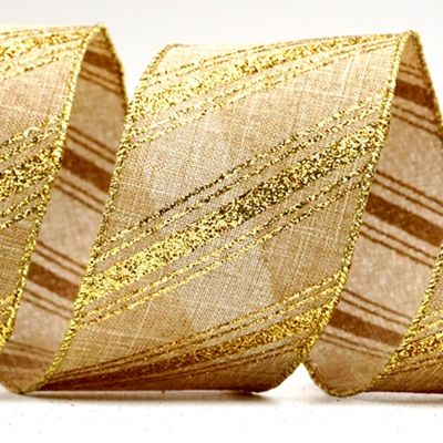 Gold Glitter Stripes Ribbon_KF7193