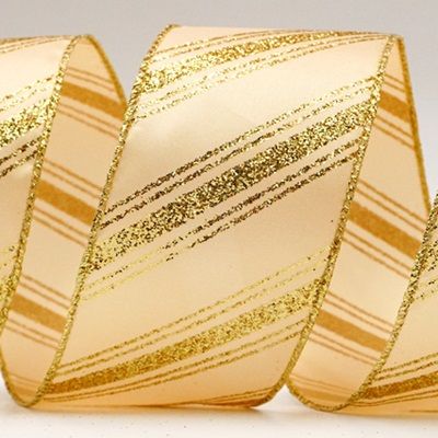 Satin Gold Glitter Stripe Ribbon_KF7211