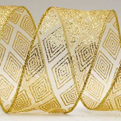 डायमंड पैटर्न चमकदार ऑर्गेन्जा रिबन_KF7243