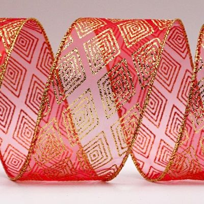 डायमंड पैटर्न चमकदार ऑर्गेन्जा रिबन_KF7243