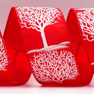 Nastro con albero di neve bianco e brillantini in inverno_KF7386.KF7387