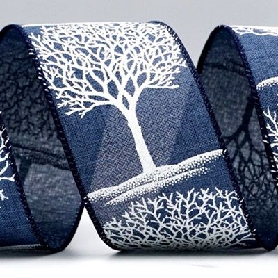 Nastro con albero di neve bianco e brillantini in inverno_KF7386.KF7387