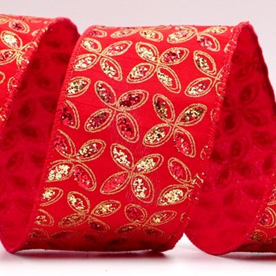 एक्सक्लूसिव प्लेन वीव चमकदार फ्लोरल रिबन_KF7451