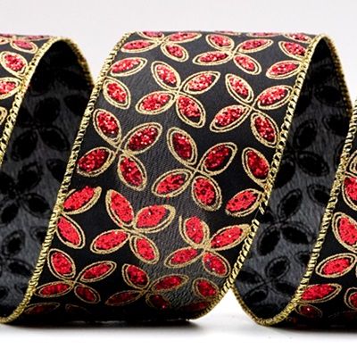 सैटिन प्रिंटेड चमकदार फ्लोरल रिबन_KF7452