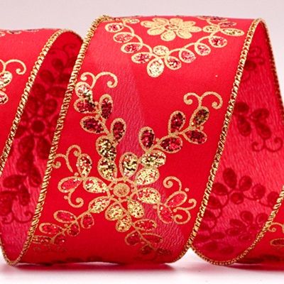 फूल स्टाइल रिबन में चमकदार पैटर्न