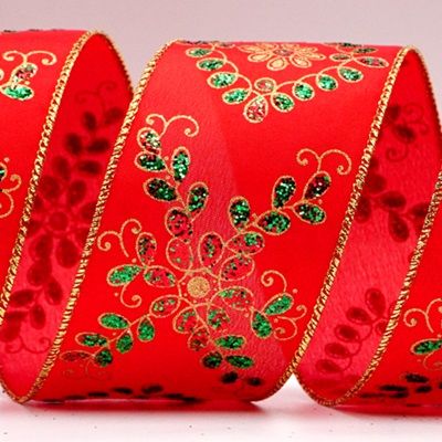 फूल स्टाइल रिबन में चमकदार पैटर्न