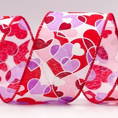 Цветная лента с печатью сердечек для Дня Святого Валентина_KF7553.KF7554