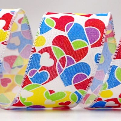 Colorful Hearts Printing Valentine Ribbon_KF7553.KF7554