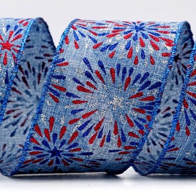 Лента из искусственного джута с блестками "Фейерверк"_KF7572