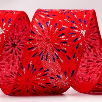 Лента из искусственного джута с блестками "Фейерверк"_KF7572