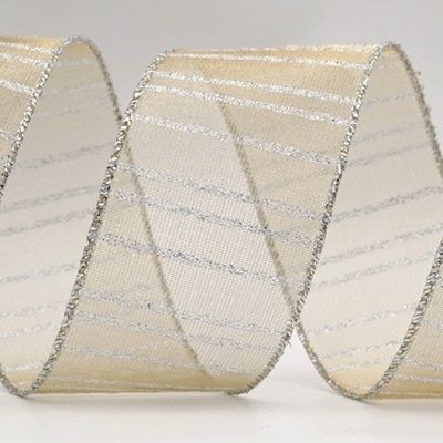 Raitainen metallinhohtoinen läpinäkyvä johdettu nauha_KF7657