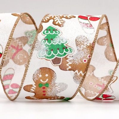Gingerbread, Candy Cane and Pine Tree Wired Ribbon _KF7676