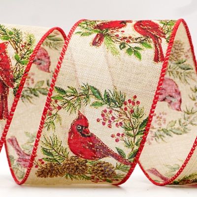 Karácsonyi madarak mintájú szalag_KF7690