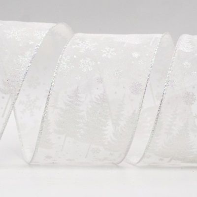 Nastro con alberi di pino e fiocchi di neve_KF7712.KF7713