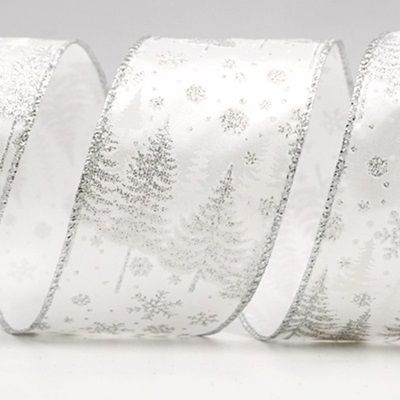 Pine Trees and Snowflakes Wired Ribbon_KF7714