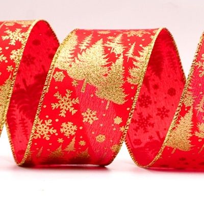 Nastro con alberi di pino e fiocchi di neve_KF7714.KF7715