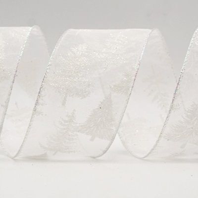Pine Trees and Snowflakes Wired Ribbon_KF7716.KF7717