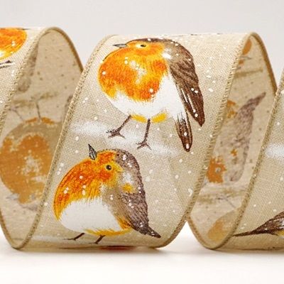 Зимняя лента с изображением малиновки_KF7739