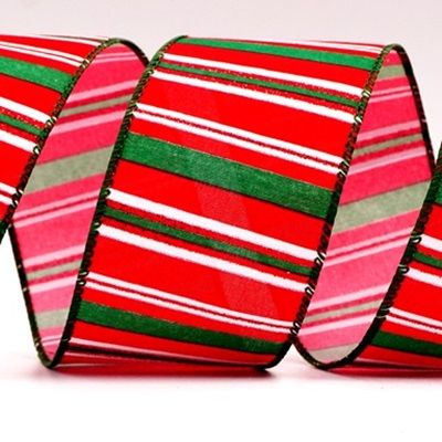 Christmas-Inspired Stripe Wired Ribbon_KF7782.KF7783.KF7784
