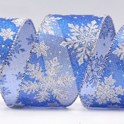 Sparkly Snowflakes Wired Ribbon_KF7798