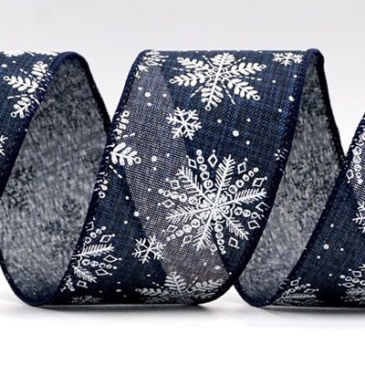 Ruban métallique à motifs de flocons de neige de Noël_KF7806