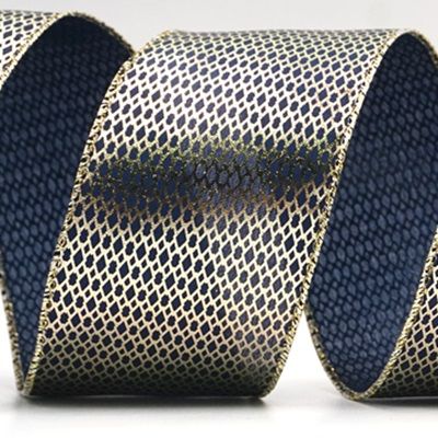 Diamond Mesh Foil Metallic Wired Ribbon_KF7814