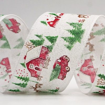 Karácsonyi Ház és Állat Motívumos Drótkötésű Szalag_KF7848. KF7849