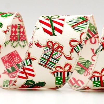 Diseño de caja de regalo de Navidad con cinta_KF7860